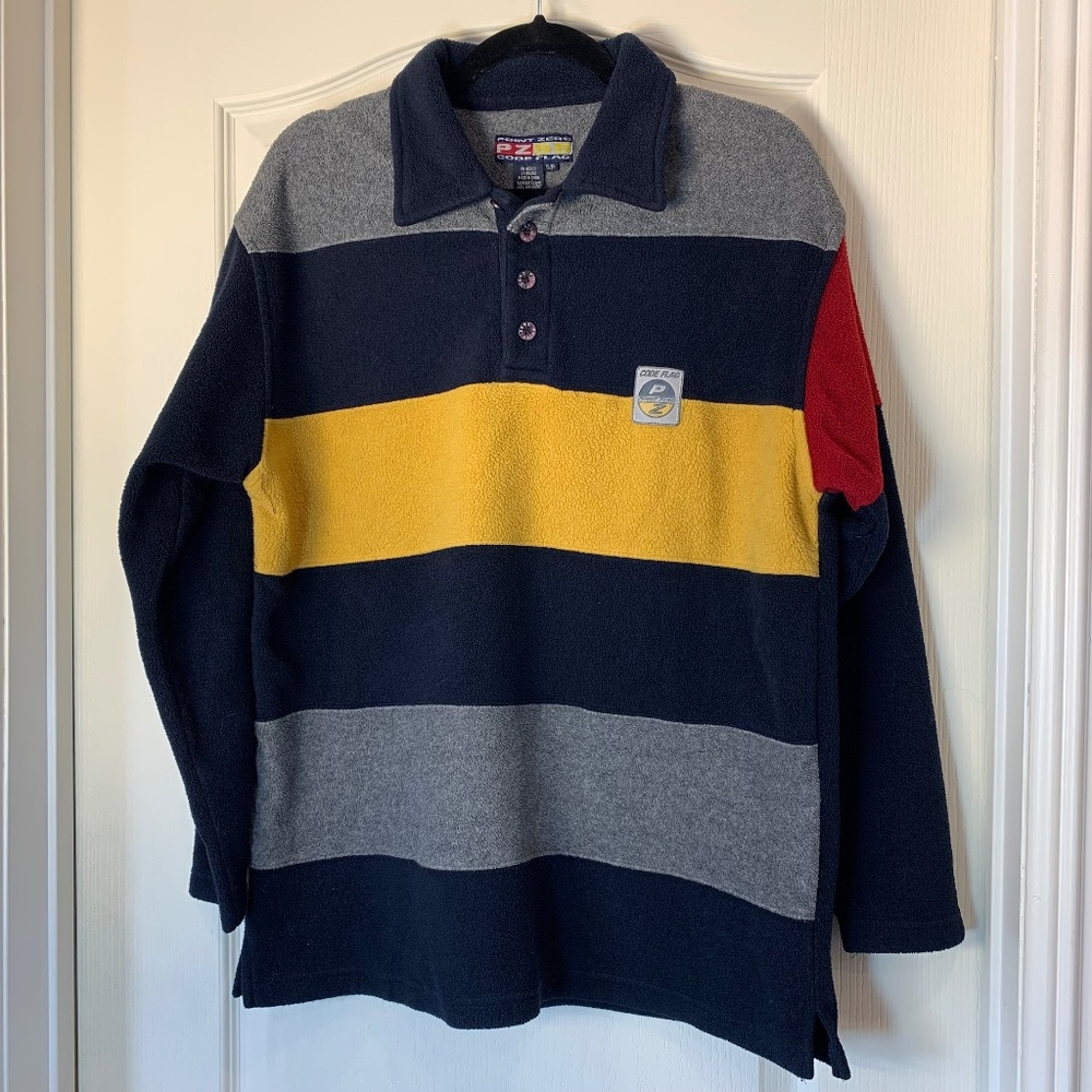Point Zero Code Flag Vintage 90s  Y2K‎ Polar Fleece Pullover – Men’s Small